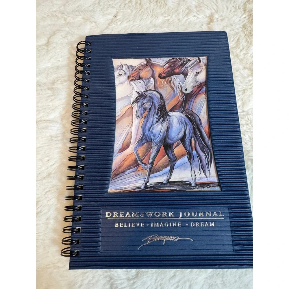Jody Bergsma Dreamswork Journal Horse Art Spiral Lined Notebook Navy Blue